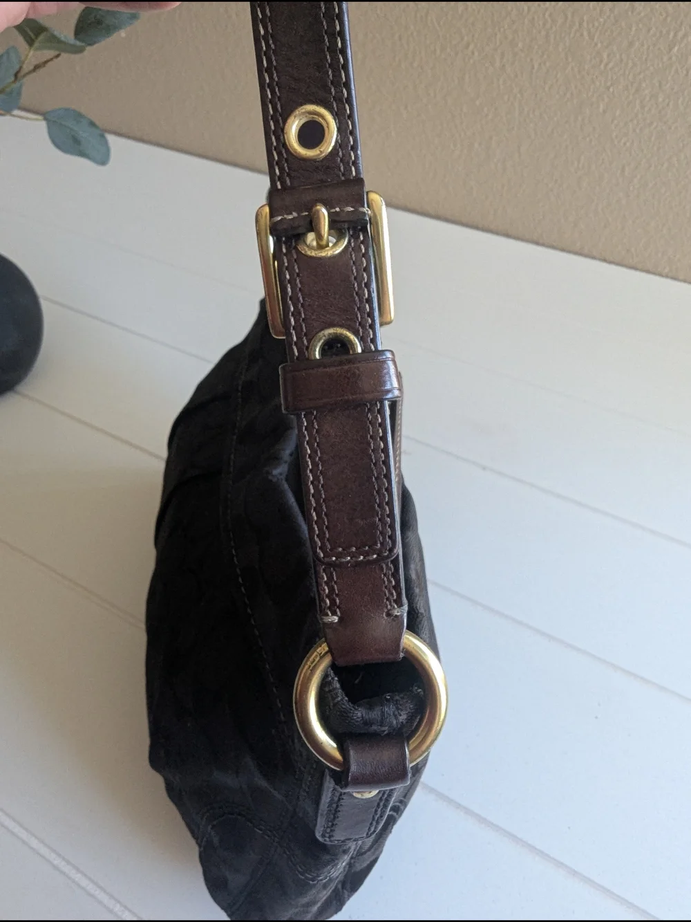 Coach Signature brown Pleated Soho Shoulder Bag